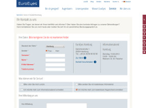 EuroEyes.de – Kontaktformular Desktop