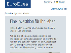 EuroEyes.de – Responsive-Darstellung Mobil